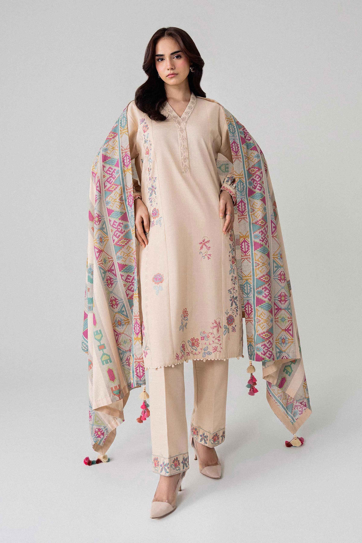 3 Piece - Printed Embroidered Suit - U3PE-NISHA26WV1-115