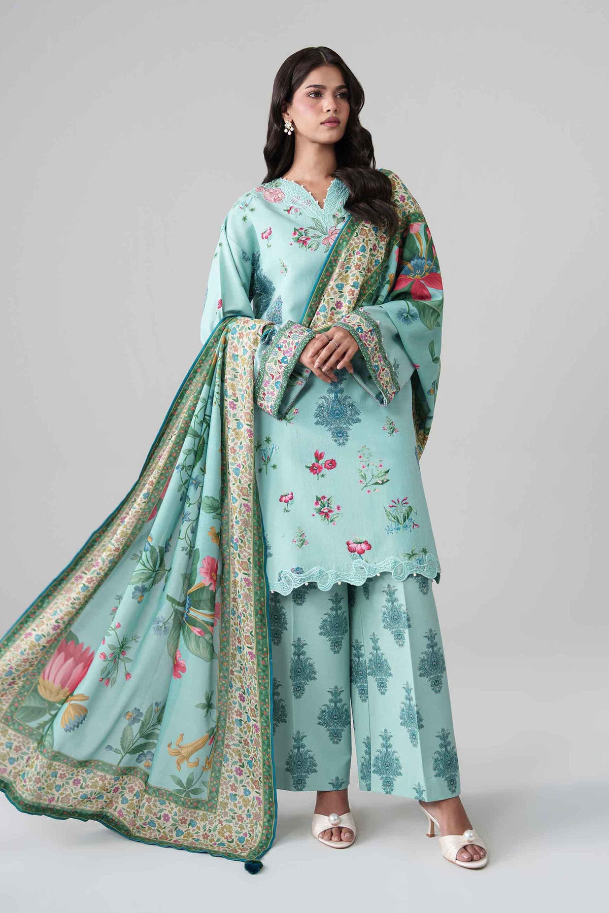 3 Piece - Digital Printed Embroidered Suit - U3PE-NISHA26WV1-118
