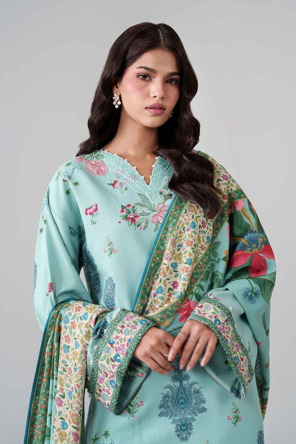 3 Piece - Digital Printed Embroidered Suit - U3PE-NISHA26WV1-118