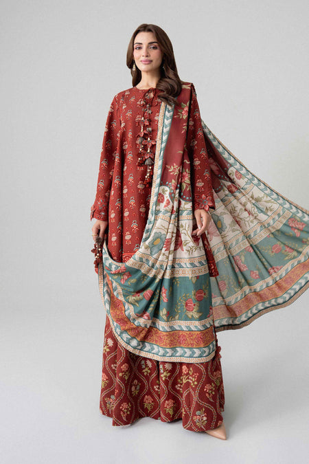 3 Piece - Digital Printed Embroidered Suit - U3PE-NISHA26WV1-120