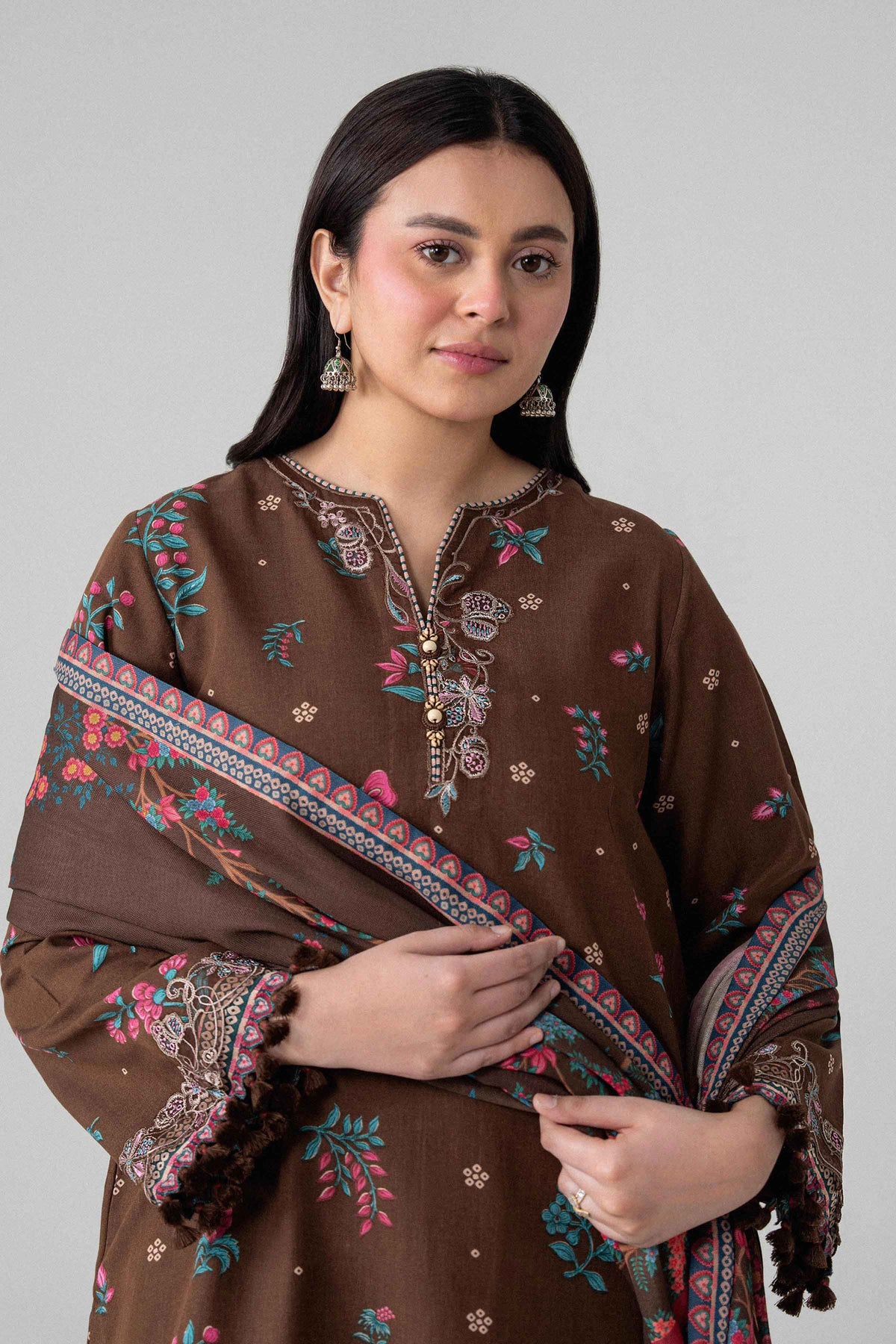 3 Piece - Digital Printed Embroidered Suit - U3PE-NISHA26WV1-121