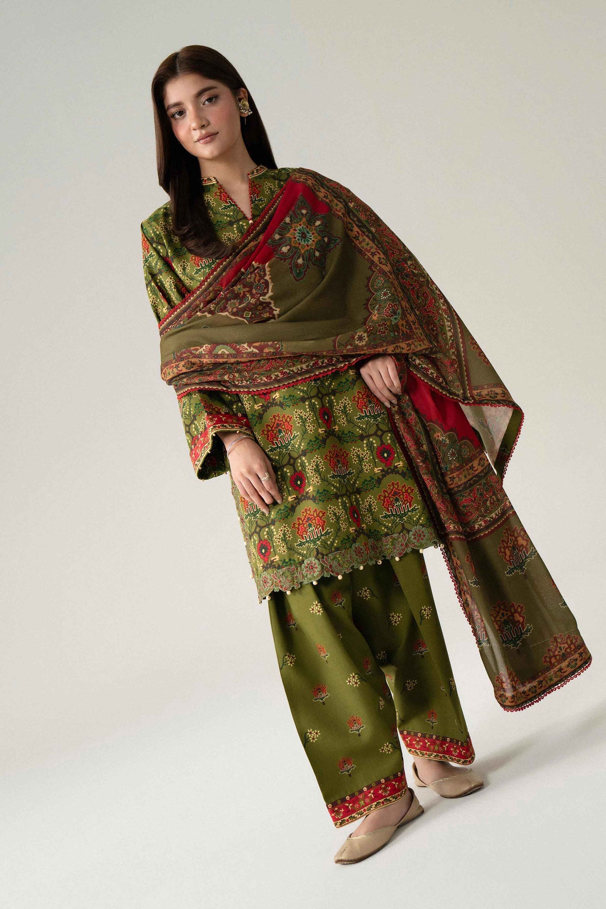 3 Piece - Digital Printed Embroidered Suit - U3PE-NISHA26WV1-123