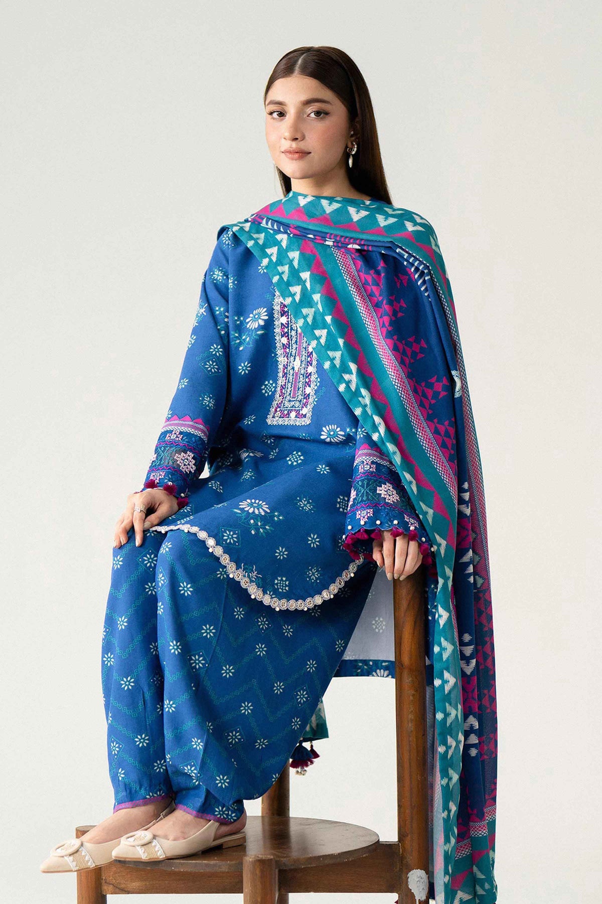 3 Piece - Printed Embroidered Suit - U3PE-NISHA26WV1-126