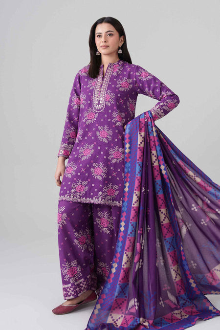 3 Piece - Printed Embroidered Suit - U3PE-NISHA26WV1-128