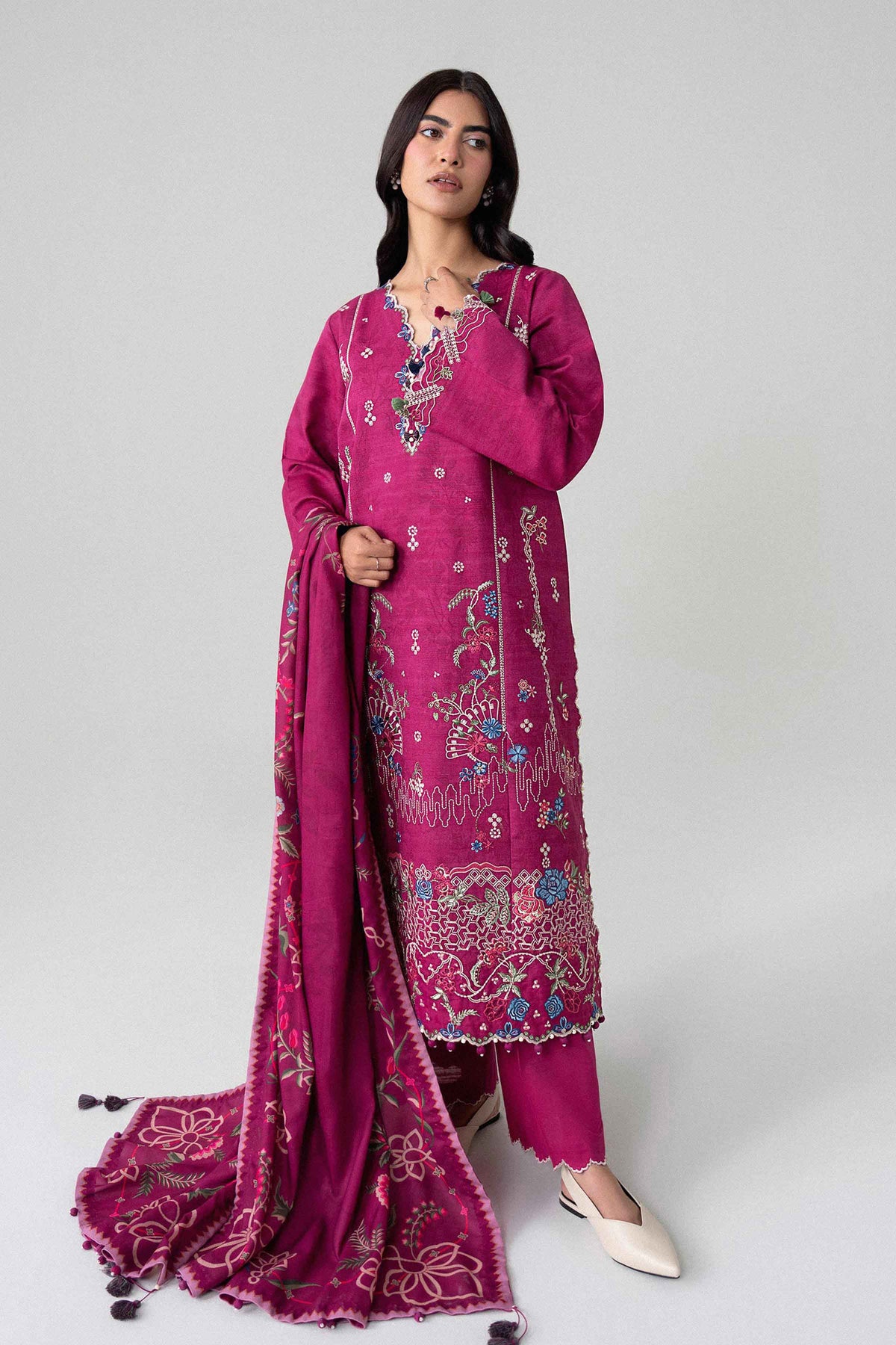 3 Piece - Digital Printed Embroidered Suit - U3PE-NISHA26WV1-139