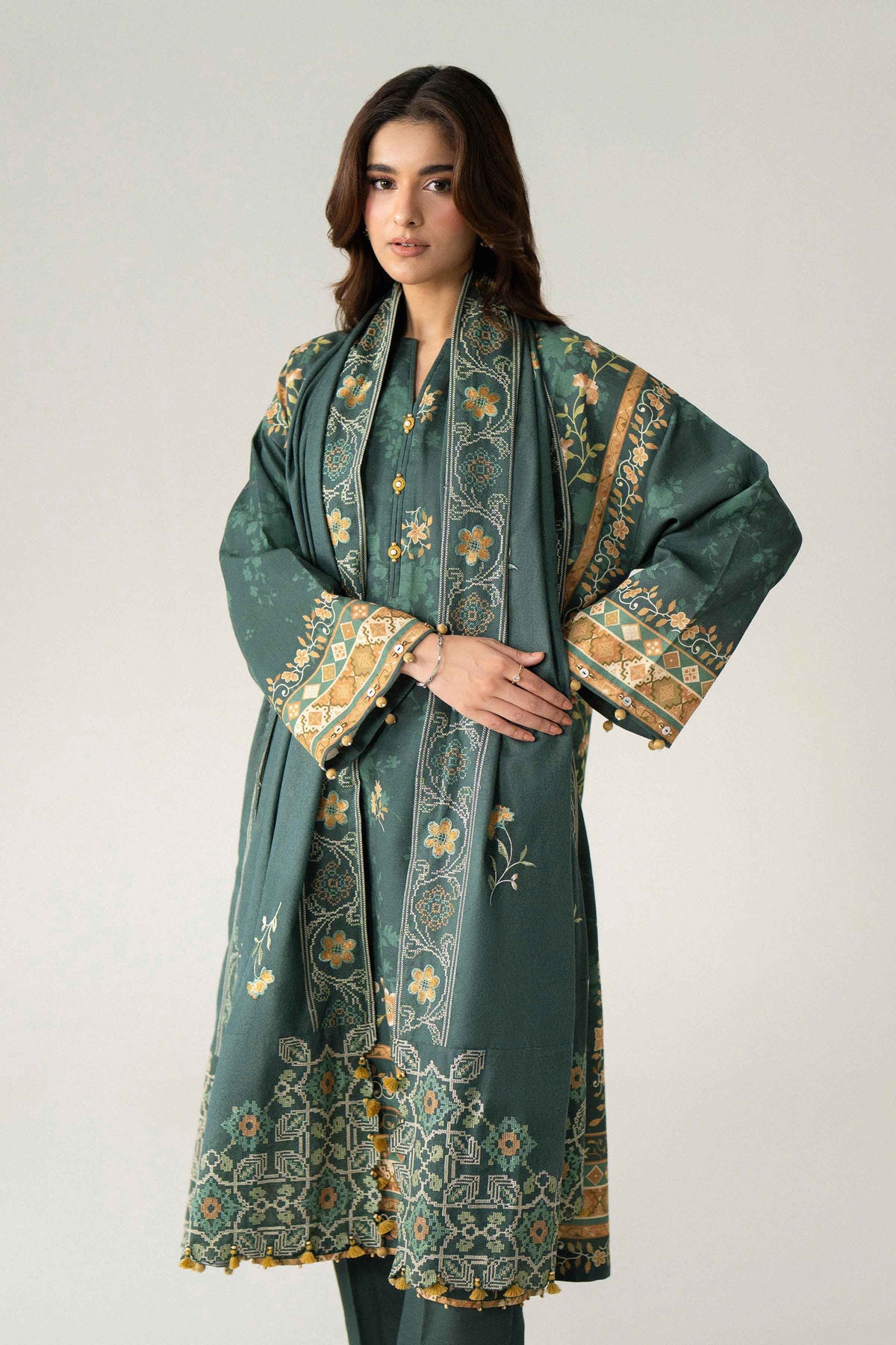 3 Piece - Digital Printed Embroidered Suit - U3PE-NISHA26WV1-155