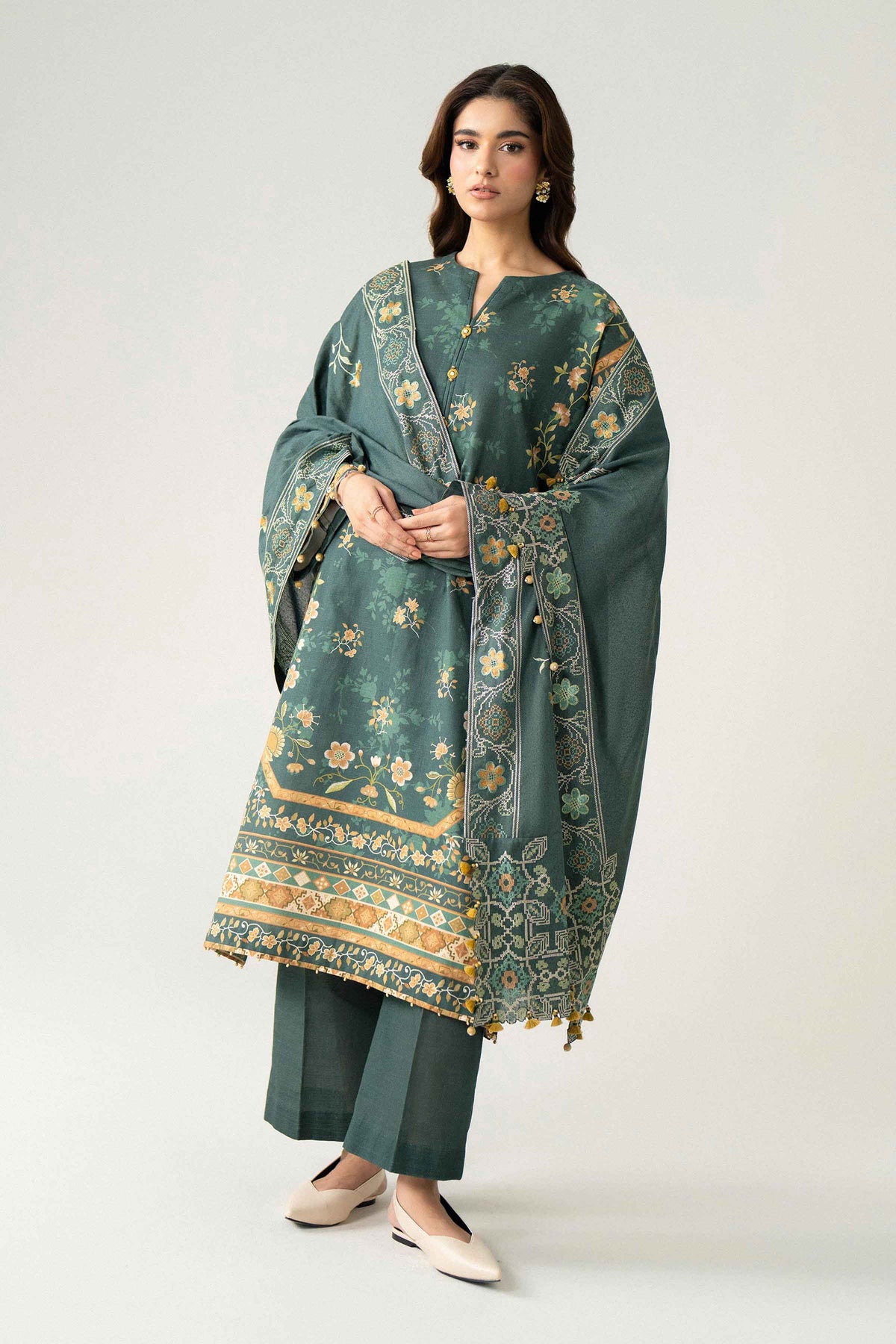 3 Piece - Digital Printed Embroidered Suit - U3PE-NISHA26WV1-155