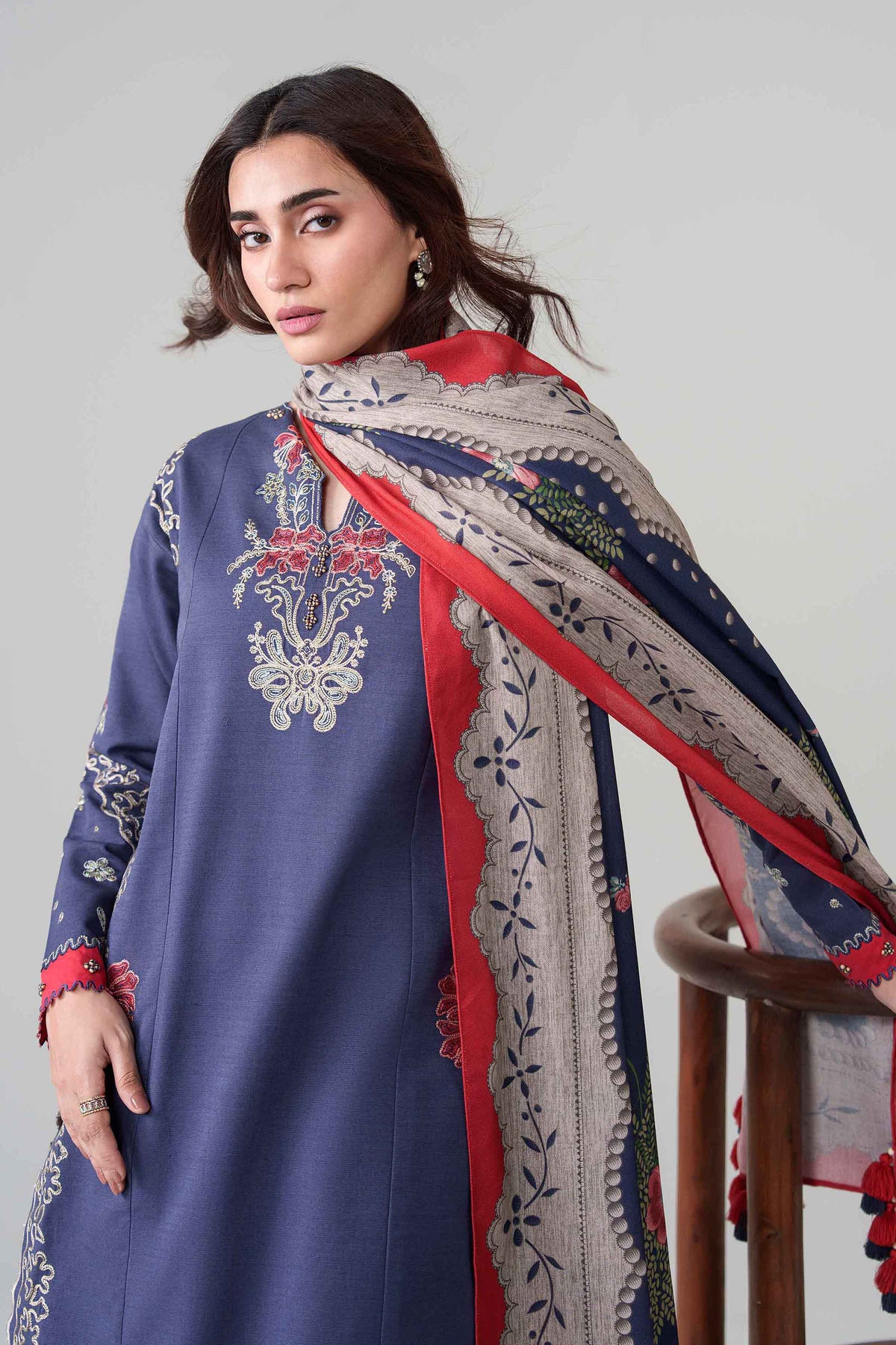 3 Piece - Digital Printed Embroidered Suit - U3PE-NISHA26WV1-156