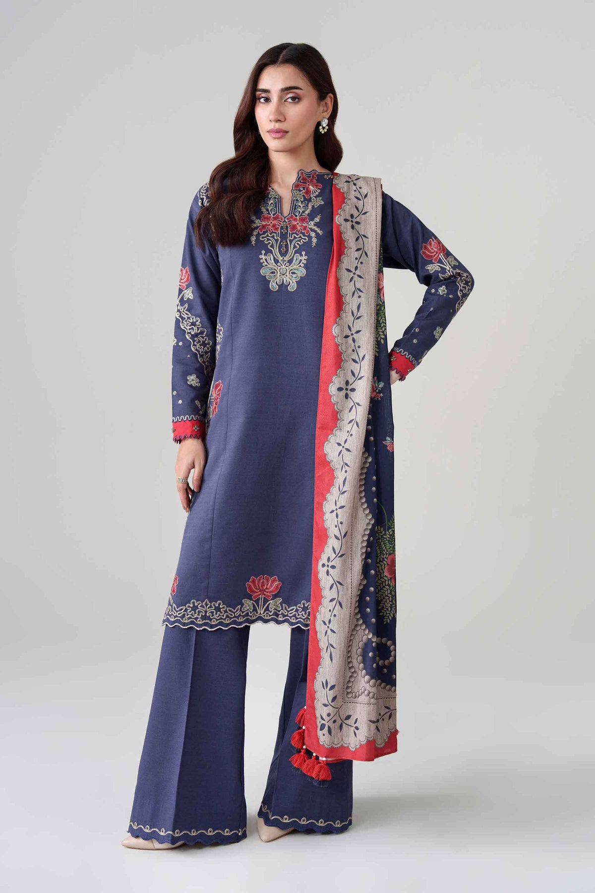 3 Piece - Digital Printed Embroidered Suit - U3PE-NISHA26WV1-156