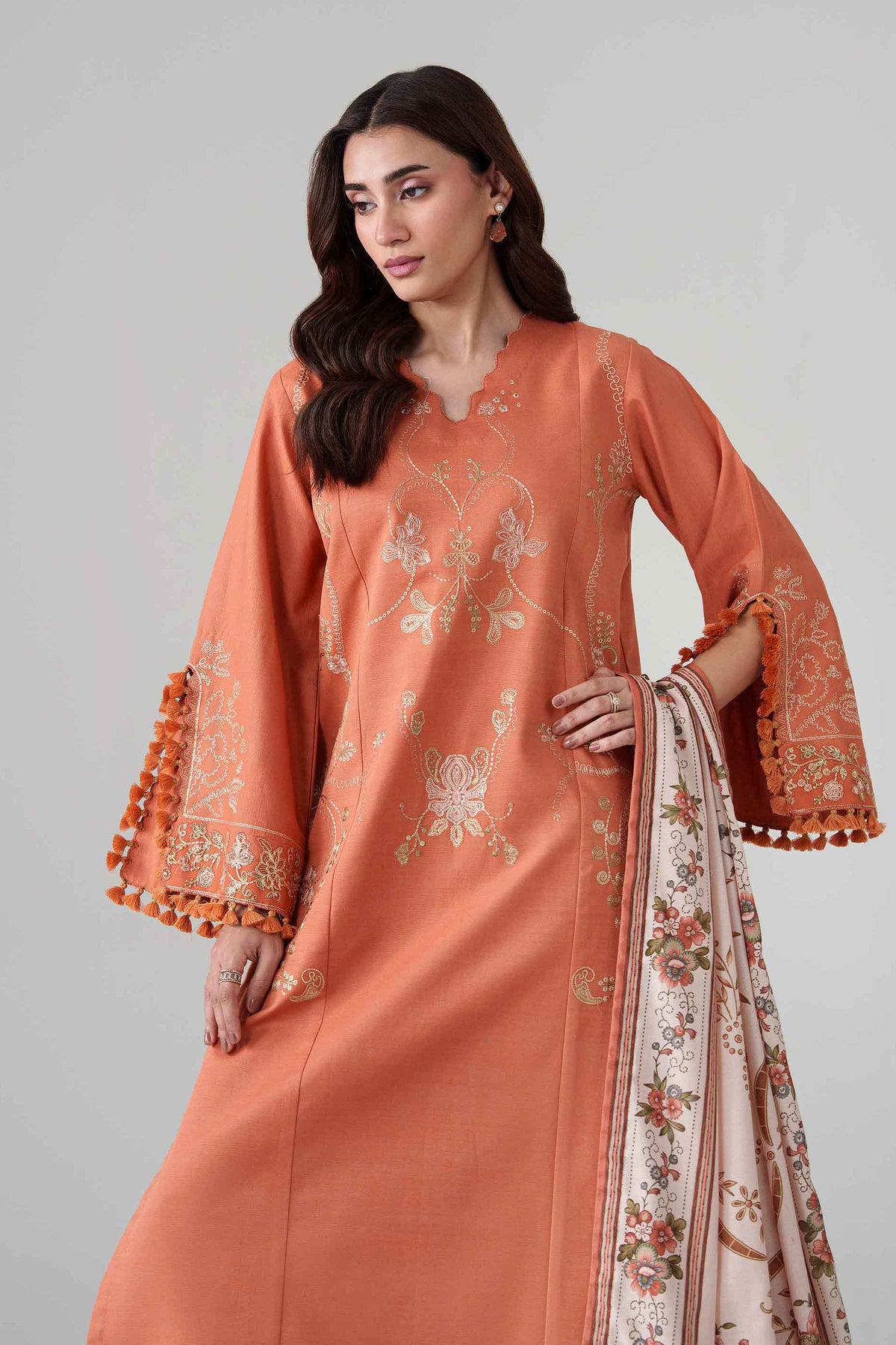 3 Piece - Digital Printed Embroidered Suit - U3PE-NISHA26WV1-158