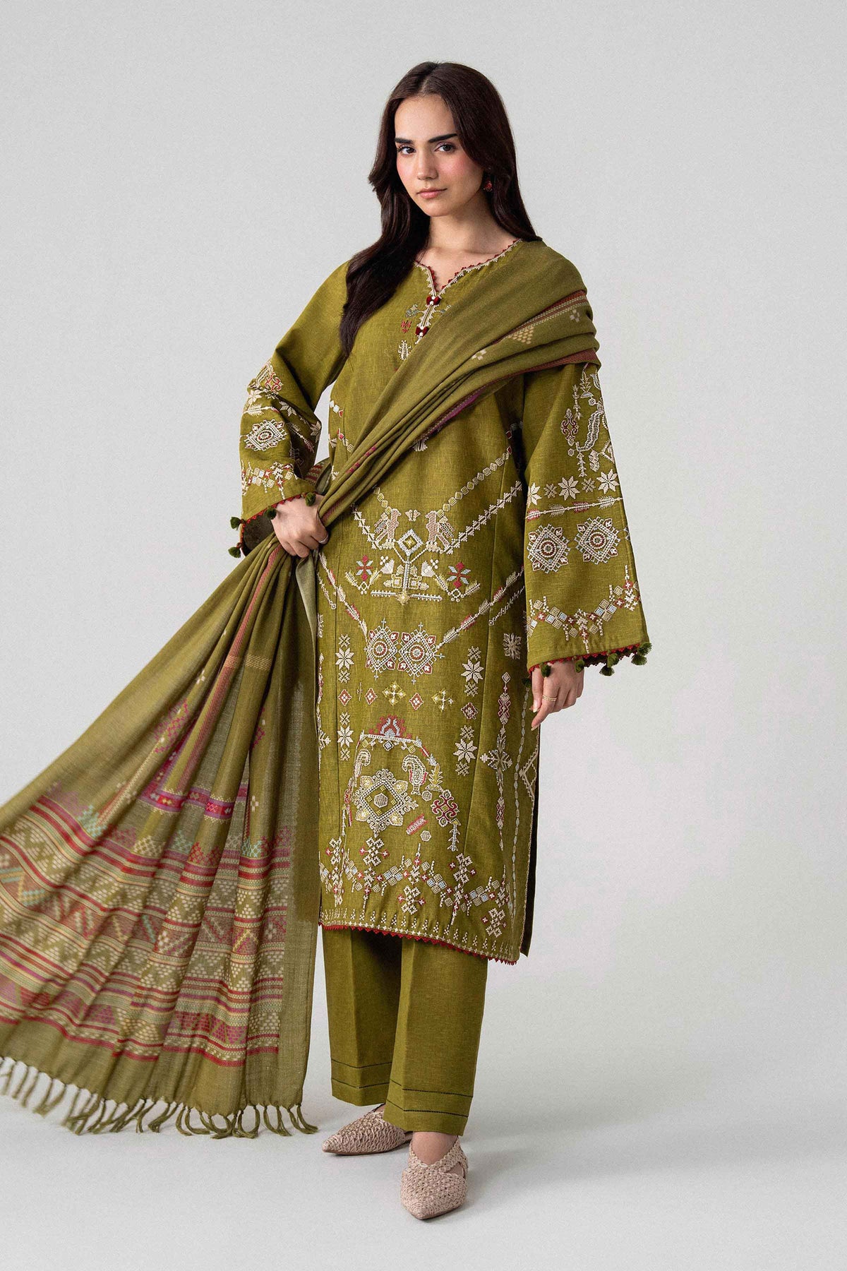 3 Piece - Printed Embroidered Suit - U3PE-NISHA26WV1-199