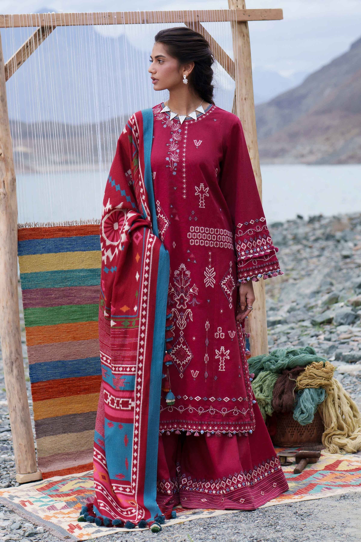 3 Piece - Printed Embroidered Suit - U3PE-NISHA26WV1-200