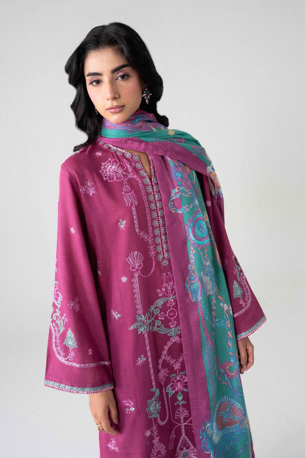 3 Piece - Digital Printed Embroidered Suit - U3PE-NISHA26WV1-237