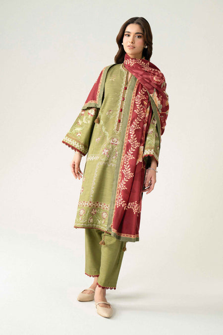 3 Piece - Digital Printed Embroidered Suit - U3PE-NISHA26WV1-238