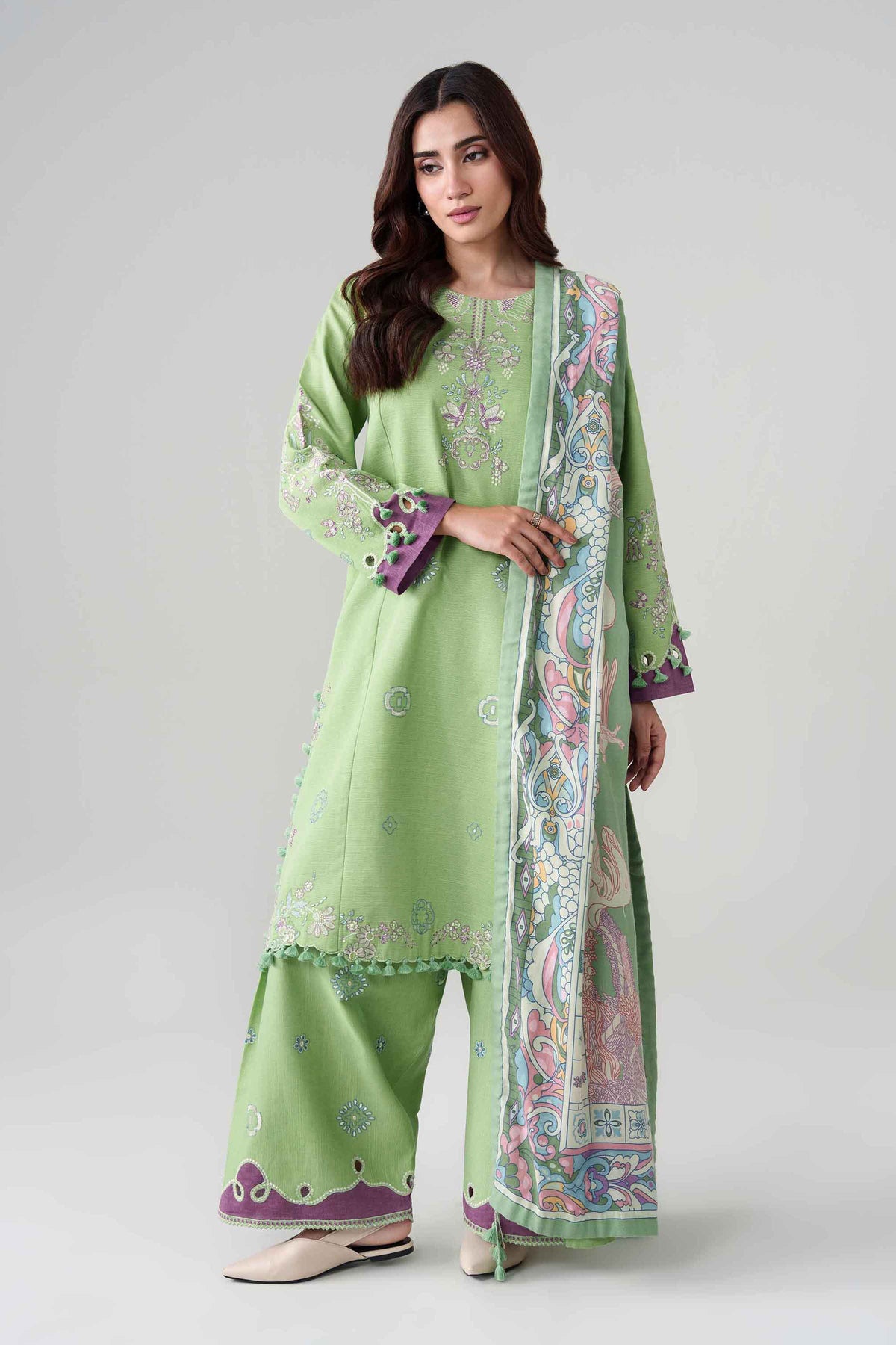 3 Piece - Digital Printed Embroidered Suit - U3PE-NISHA26WV1-240