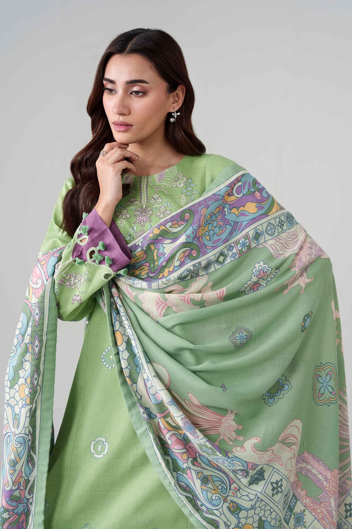 3 Piece - Digital Printed Embroidered Suit - U3PE-NISHA26WV1-240