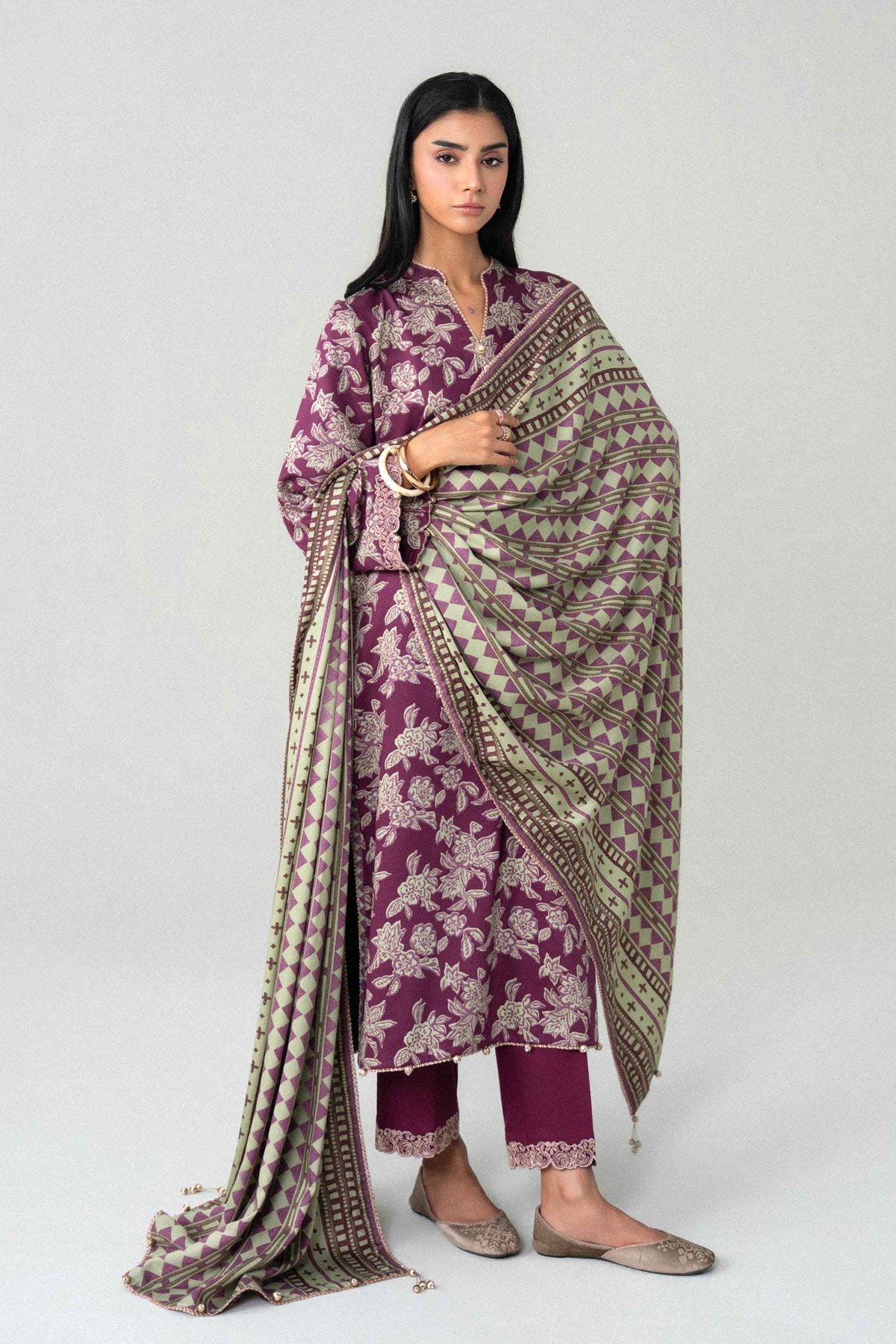 3 Piece - Printed Embroidered Suit - U3PE-NISHA26WV1-50