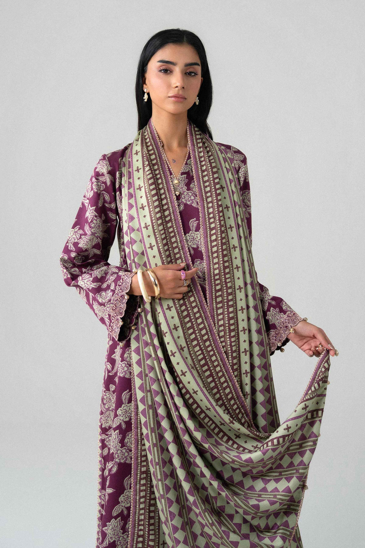 3 Piece - Printed Embroidered Suit - U3PE-NISHA26WV1-50