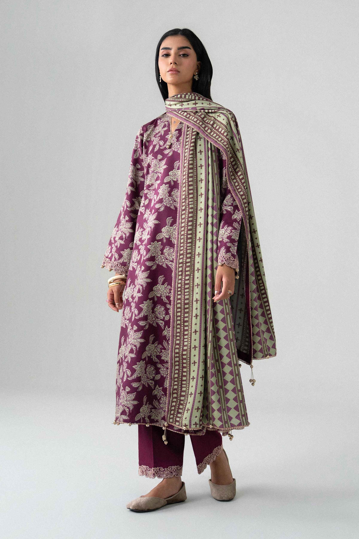 3 Piece - Printed Embroidered Suit - U3PE-NISHA26WV1-50