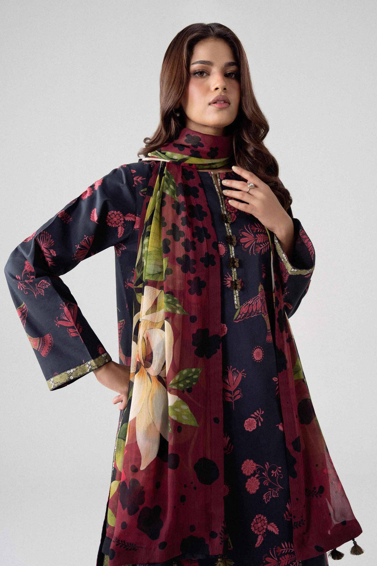 3 Piece - Digital Printed Embroidered Suit - U3PE-NISHA26WV1-66