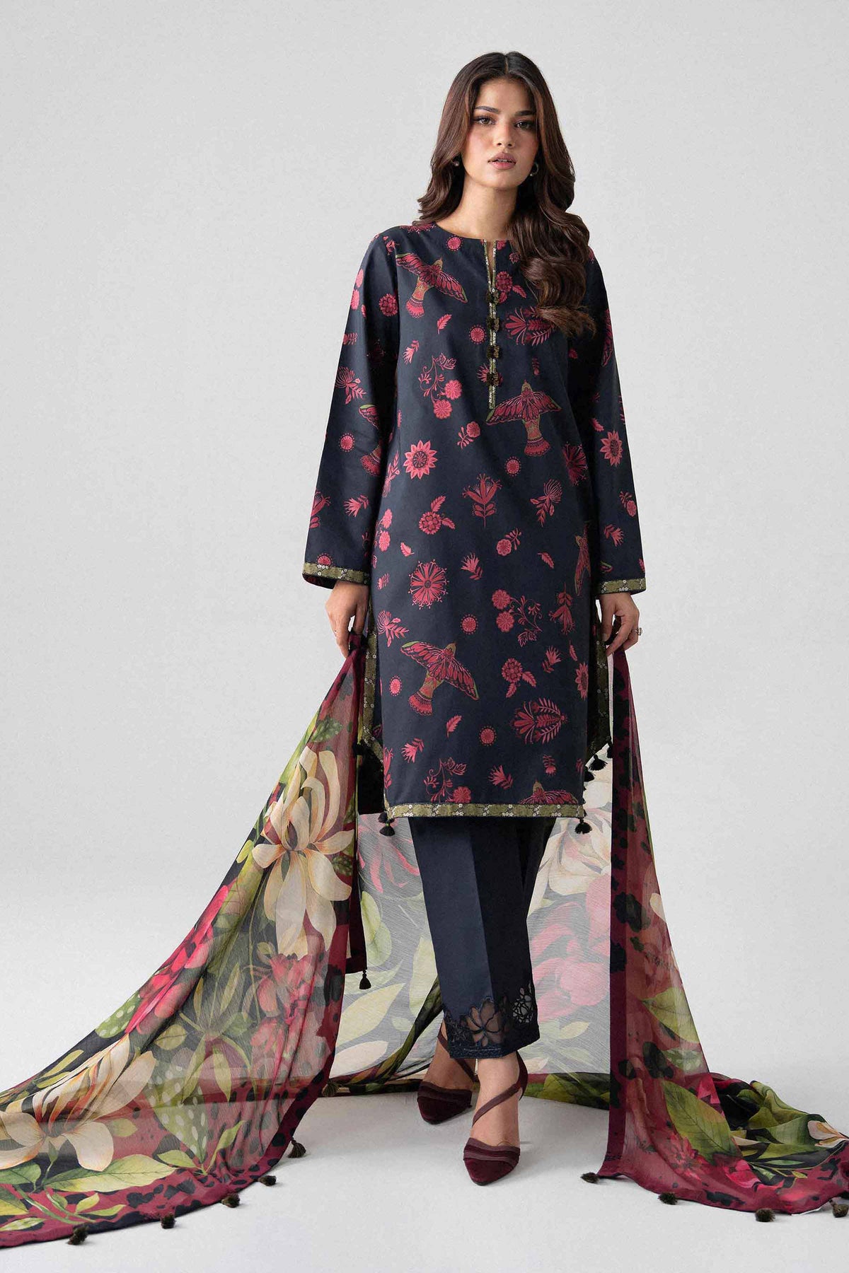 3 Piece - Digital Printed Embroidered Suit - U3PE-NISHA26WV1-66