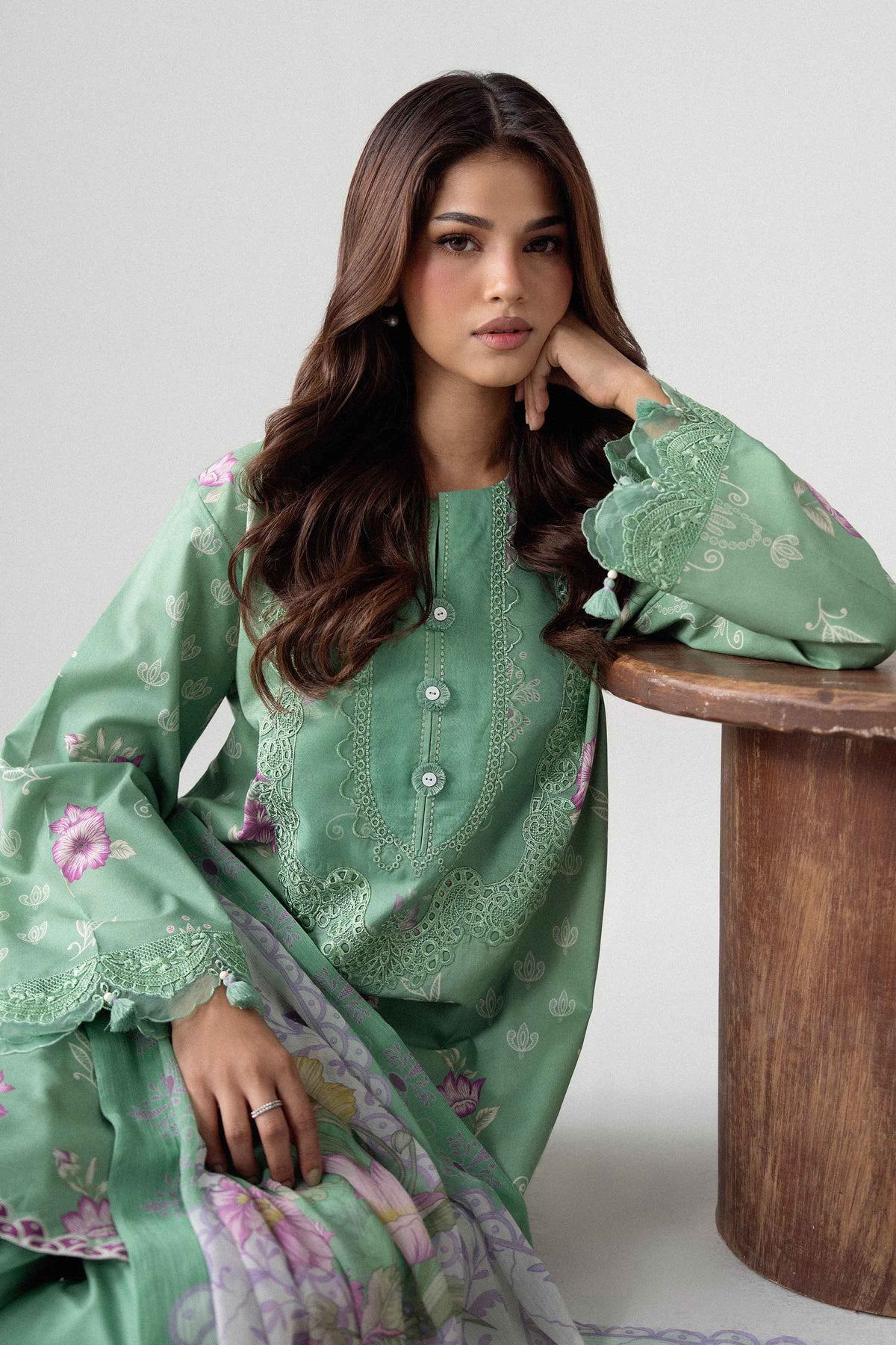 3 Piece - Digital Printed Embroidered Suit - U3PE-NISHA26WV1-71