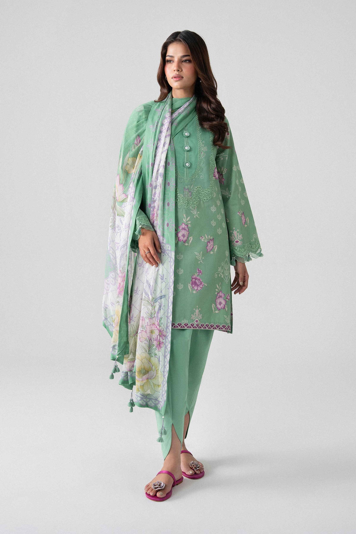 3 Piece - Digital Printed Embroidered Suit - U3PE-NISHA26WV1-71