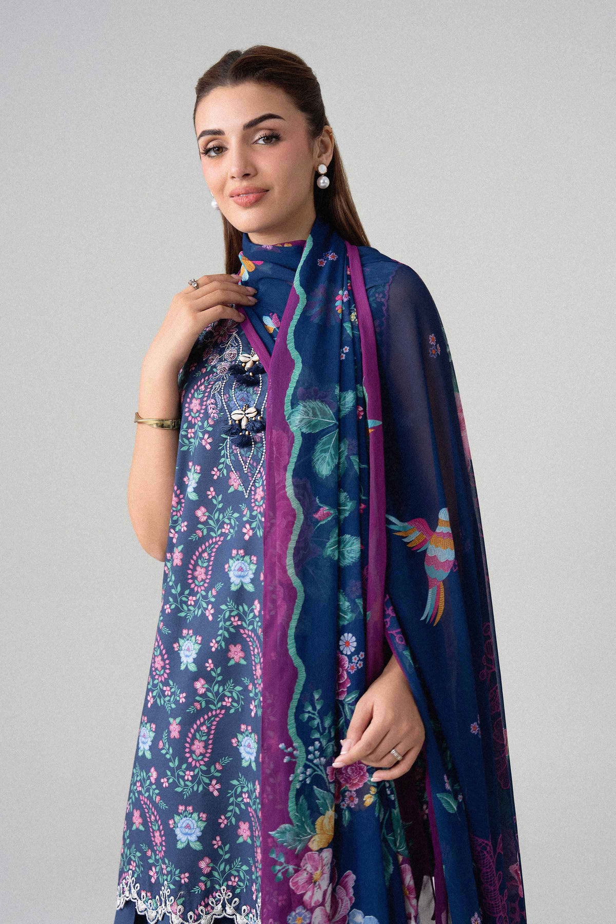 3 Piece - Digital Printed Embroidered Suit - U3PE-NISHA26WV1-73