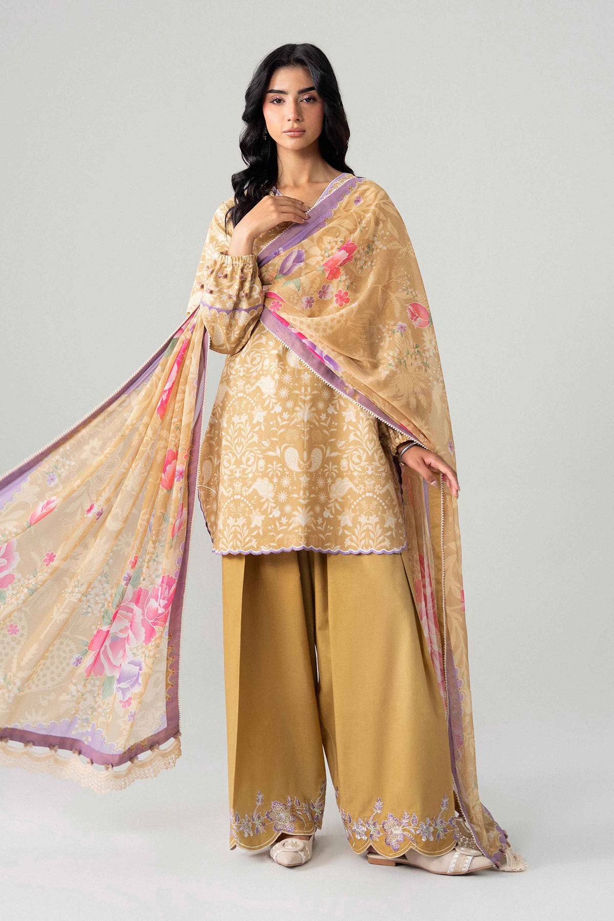 3 Piece - Digital Printed Embroidered Suit - U3PE-NISHA26WV1-74