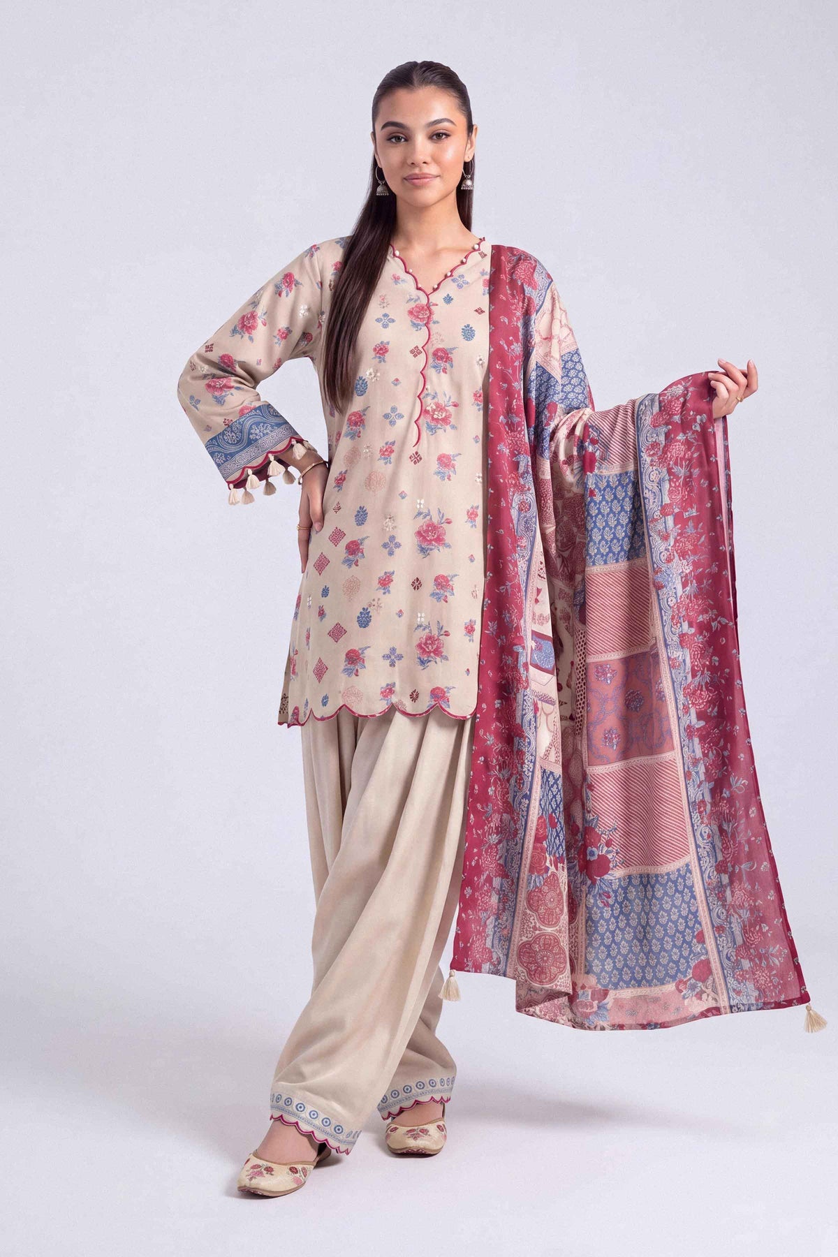 3 Piece - Printed Embroidered Suit - U3PE-NISHA26WV1-76