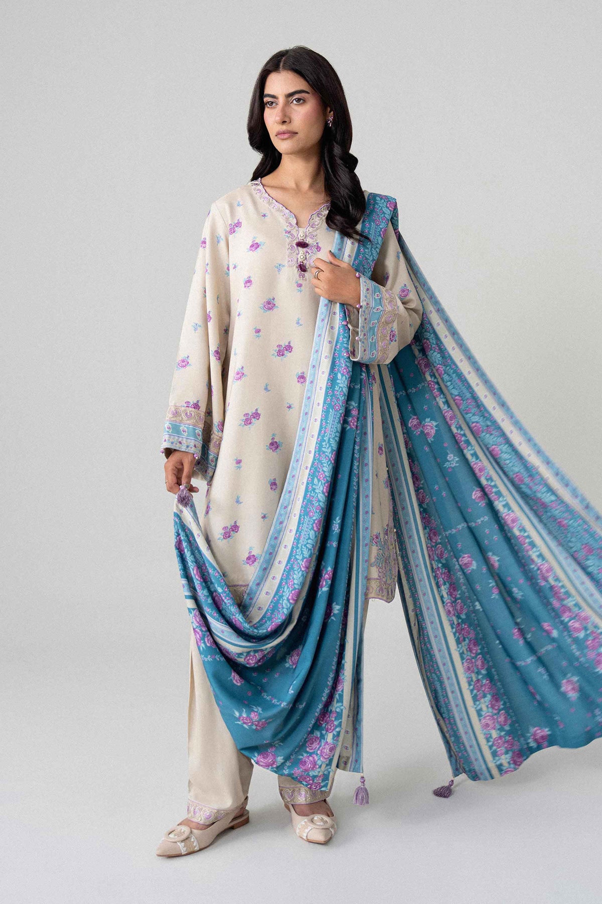 3 Piece - Printed Embroidered Suit - U3PE-NISHA26WV1-78
