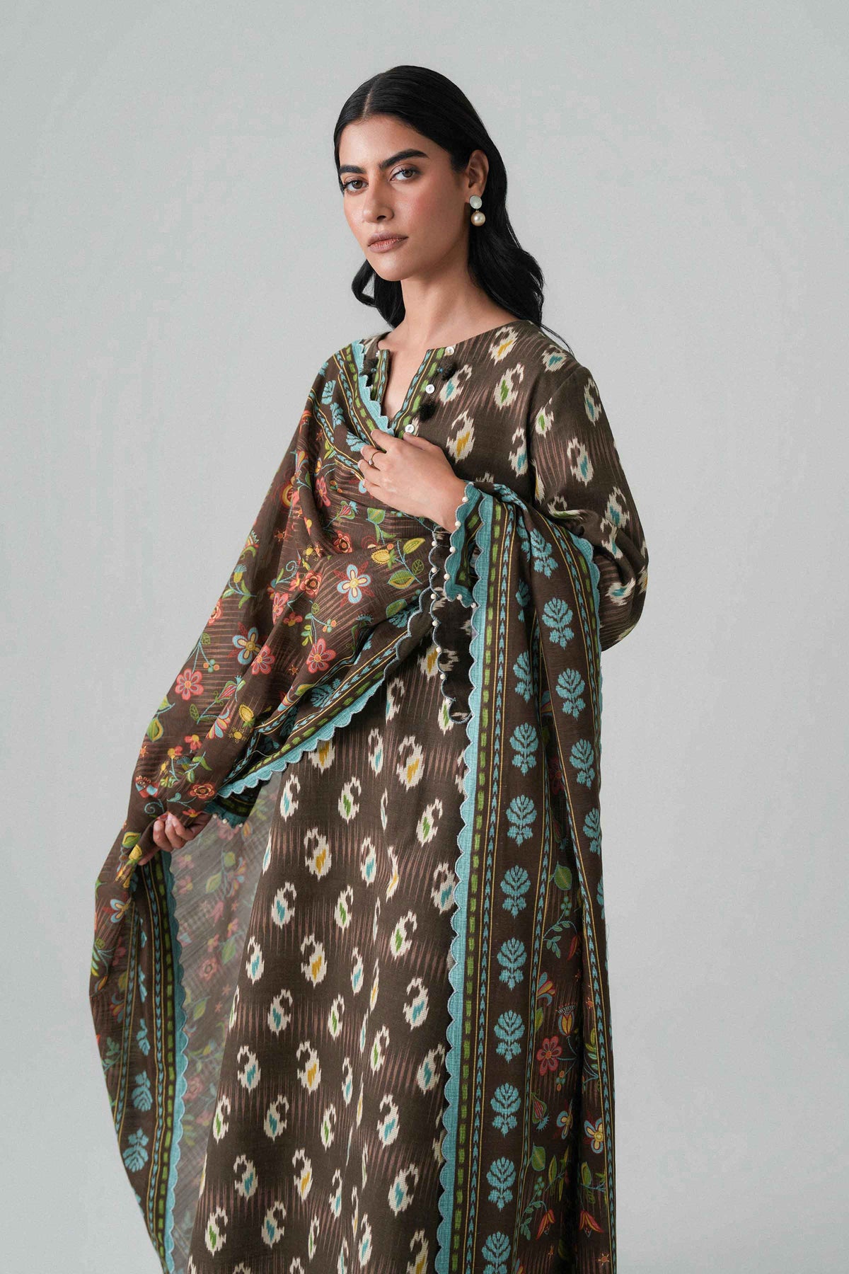 3 Piece - Printed Embroidered Suit - U3PE-NISHA26WV1-92