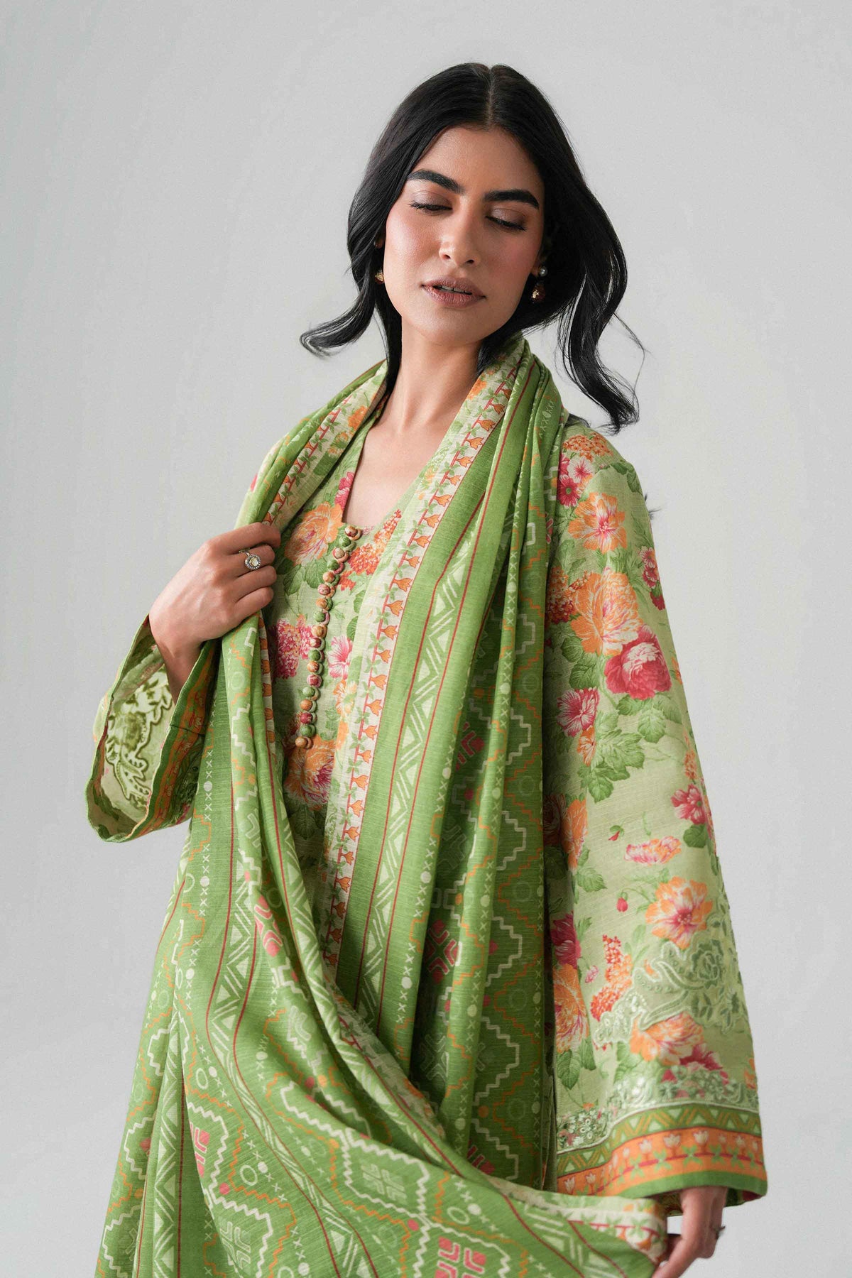 3 Piece - Printed Embroidered Suit - U3PE-NISHA26WV1-97