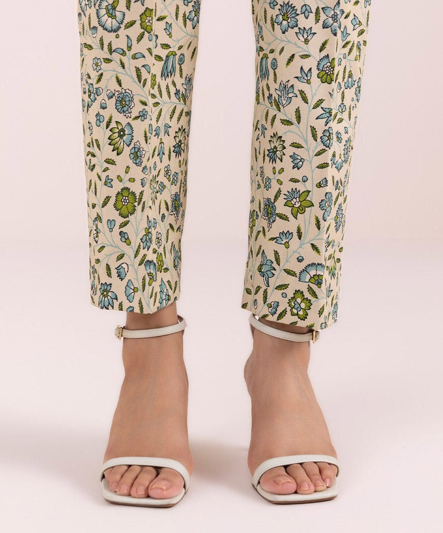 Printed Cambric Cigarette Pants
