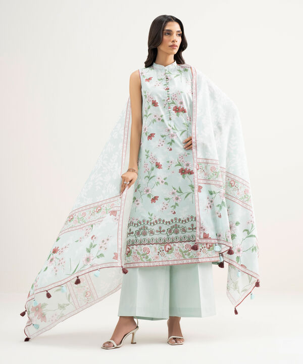 3 Piece - Embroidered Zari Lawn Suit
