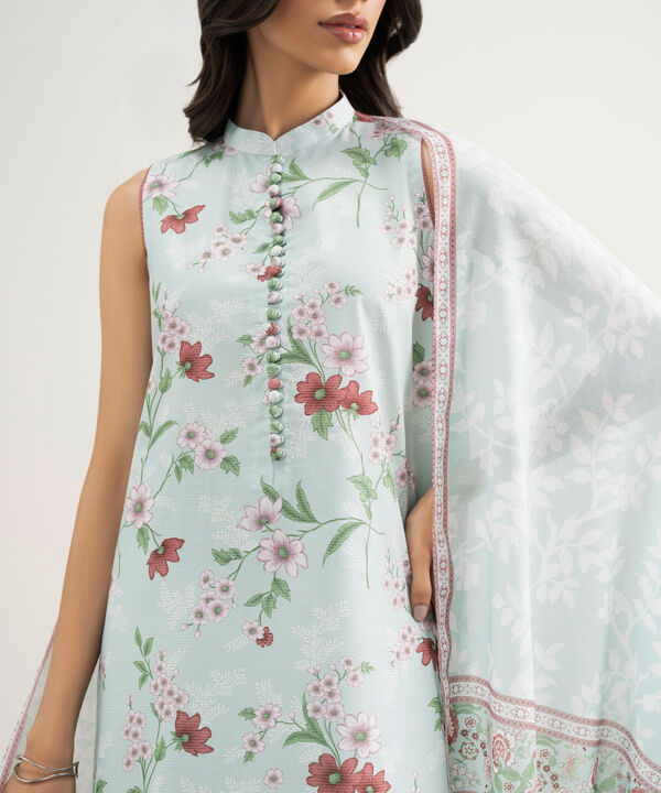 3 Piece - Embroidered Zari Lawn Suit