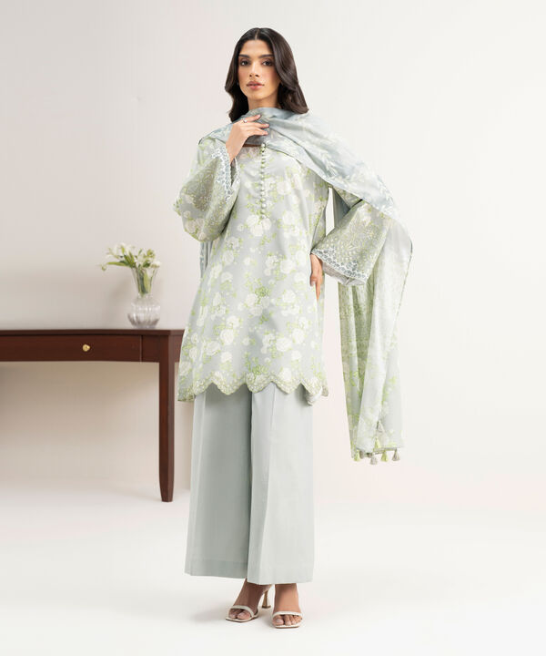 3 Piece - Embroidered Zari Lawn Suit