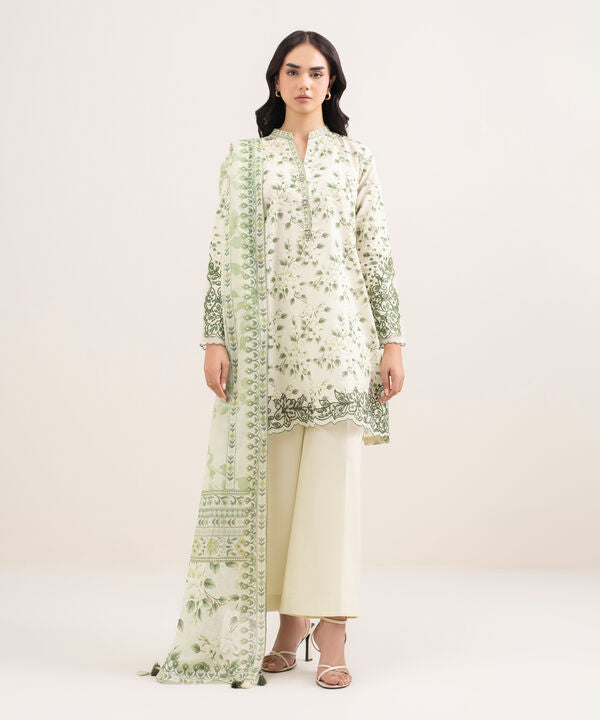 3 Piece - Embroidered Zari Lawn Suit