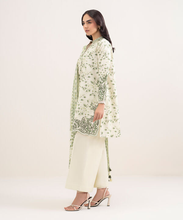 3 Piece - Embroidered Zari Lawn Suit