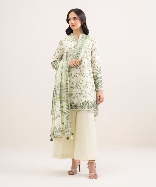 3 Piece - Embroidered Zari Lawn Suit