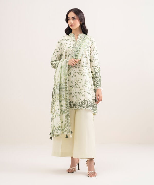 3 Piece - Embroidered Zari Lawn Suit