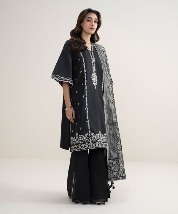3 Piece - Embroidered Dobby Suit