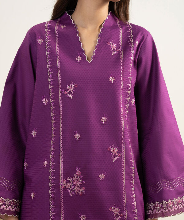 3 Piece - Embroidered Dobby Suit
