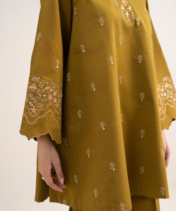 3 Piece - Embroidered Dobby Suit