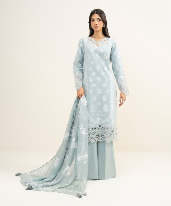 3 Piece - Embroidered Jacquard Suit