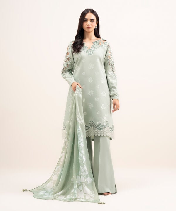 3 Piece - Embroidered Jacquard Suit