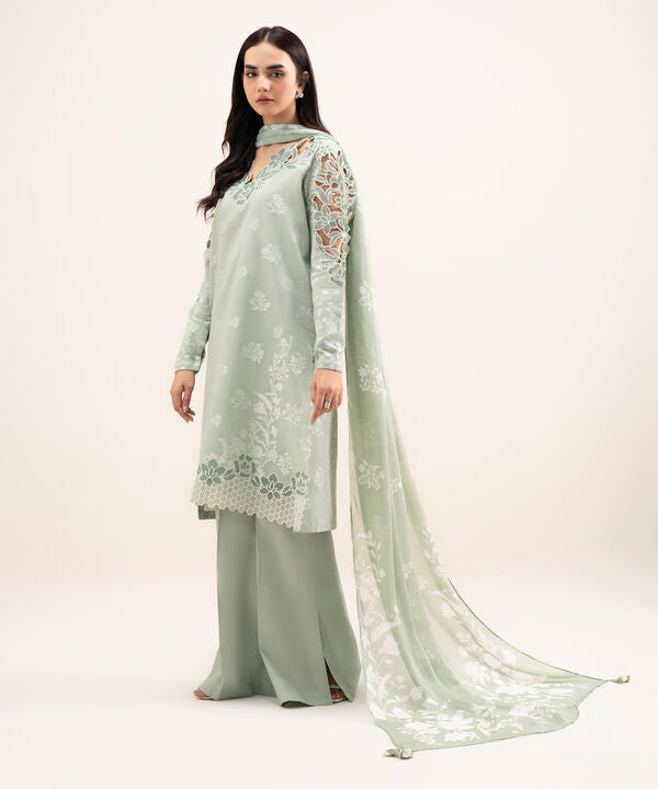 3 Piece - Embroidered Jacquard Suit
