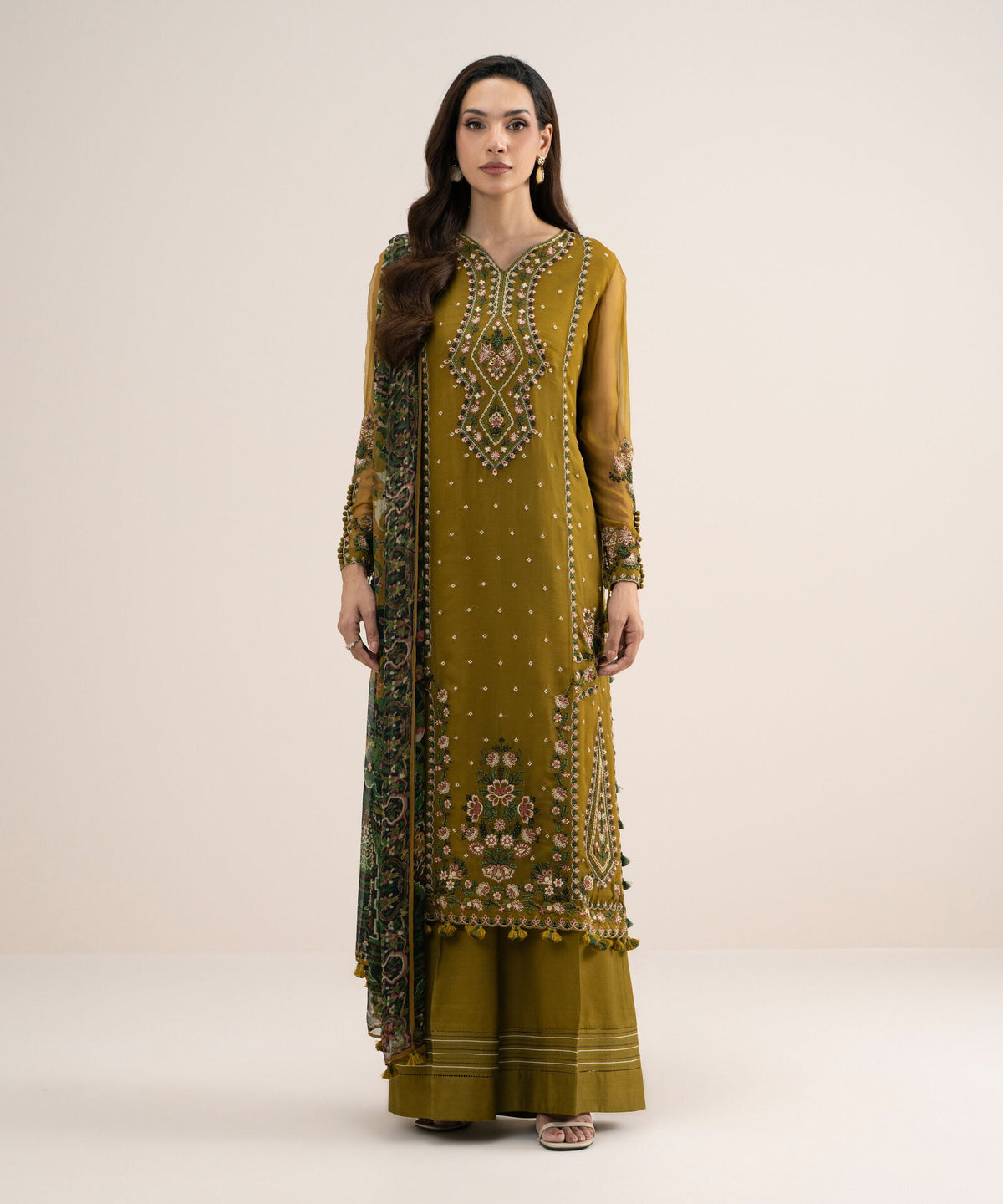 3 Piece - Embroidered Chiffon Suit U3PELXS26V72