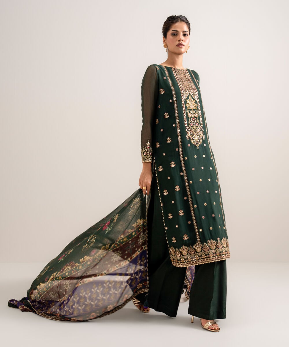 3 Piece - Embroidered Chiffon Suit U3PELXS26V74