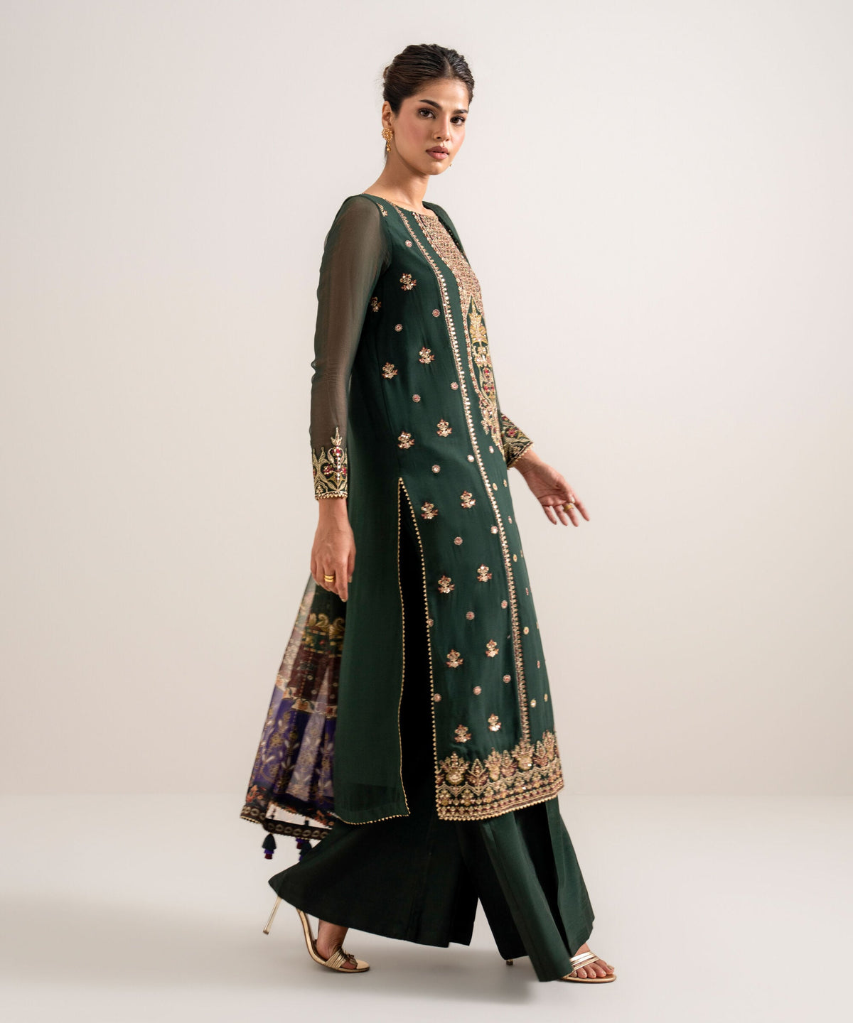 3 Piece - Embroidered Chiffon Suit U3PELXS26V74